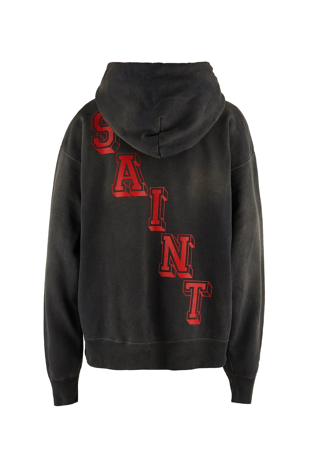 SAINT Mxxxxxx ANGEL HOODIE/BLK Angel Rebirth Crack Printed Retro Distressed Hoodie Assute dyeing, full-length spray-on fade, heavy fermentation wash, NEW VINTAGE texture, factory four-needle and six-thread workmanship, boneless patchwork, more comfortable to wear, genuine level crack print/accessories restored